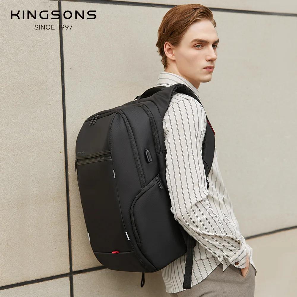 Kingsons hommes sacs à dos 15 ''17'' sac à dos pour ordinateur portable USB chargeur sac antivol sac