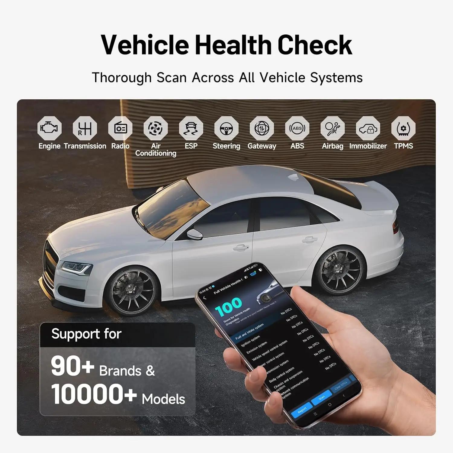 TOPDON-Scanner Carpal OBD2 pour tous les systèmes de voiture, outil de diagnostic, vérification de l
