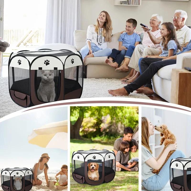 Tente pliable pour animaux de compagnie, poignée Durable, maison pour chat, tissu Oxford, clôture oc