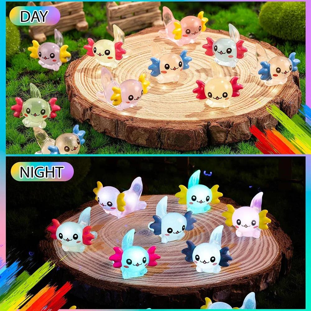 96 pièces lumineux Mini résine Axolotl Miniature Axolotl Figurine minuscule Axolotl ornement pour ja