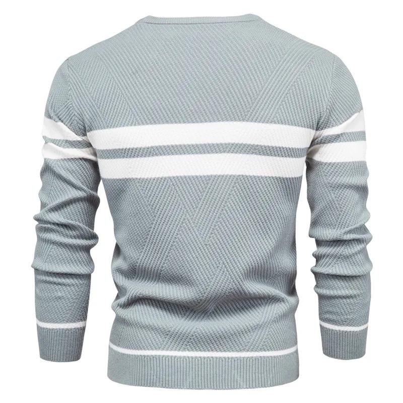 Nouveau automne pull hommes pull col rond Patchwork à manches longues chaud mince chandails hommes d