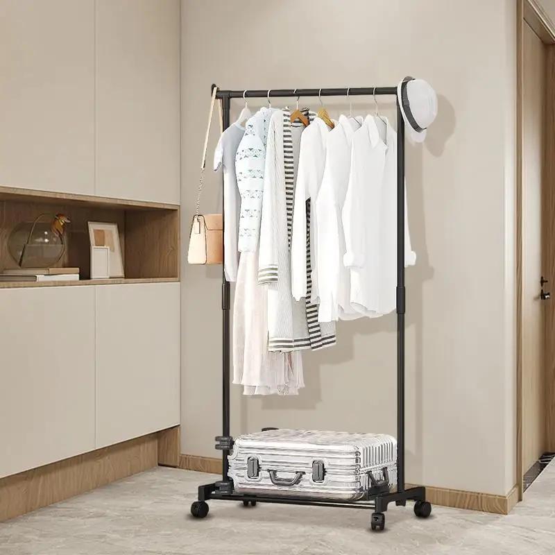 Cintre mobile à roulettes pour chambre à coucher, vêtements doubles, rapport Everthe, vêtements T1 a