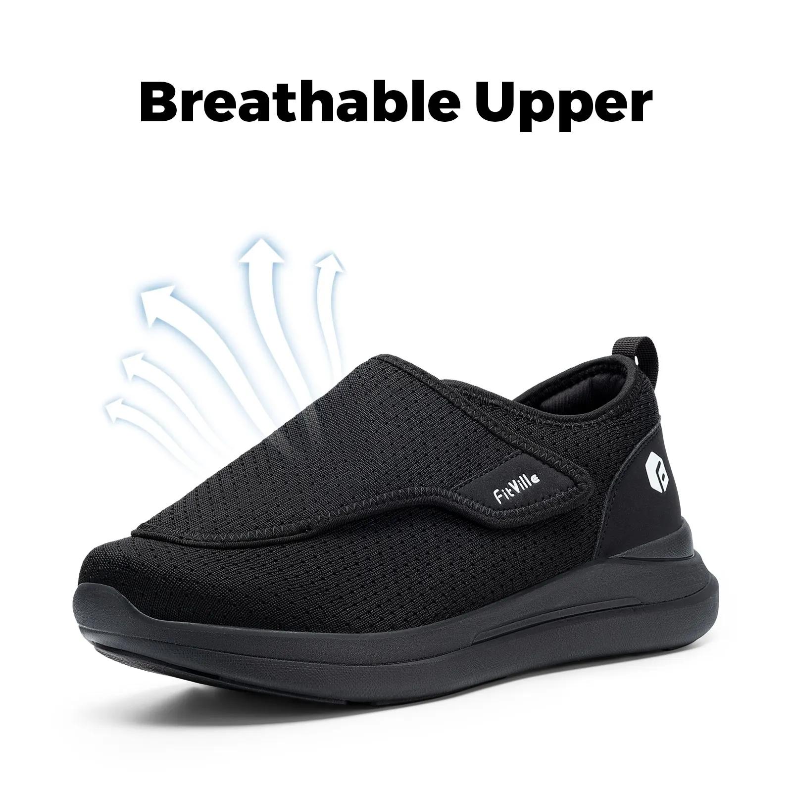 FitVille chaussures pour diabétiques Extra larges pour hommes pour personnes âgées pieds orthopédiqu