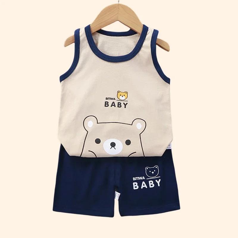 Ensemble de vêtements d'été en coton émaillé pour enfants, Économie et shorts pour bébés, haut en fi