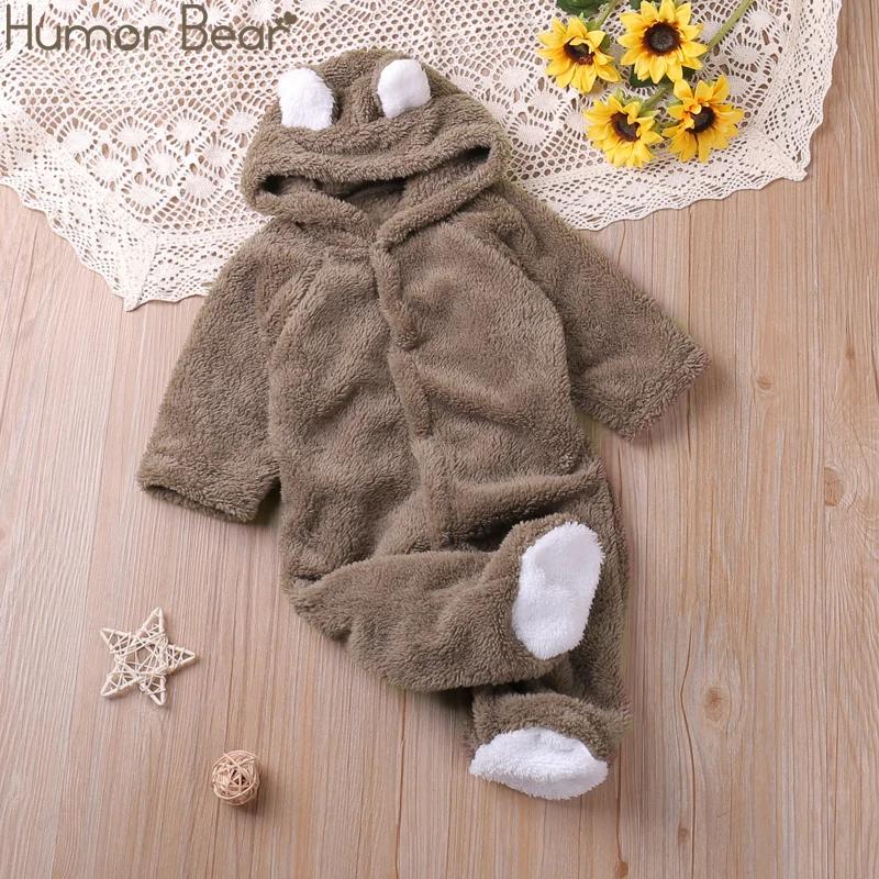 Humor ours automne dessin animé Style hiver à manches longues bébé garçons filles barboteuses enfant