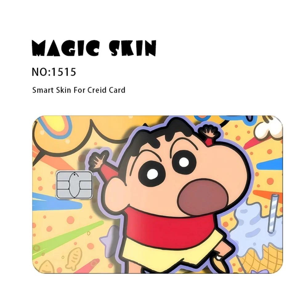 Crayon shin-chan carte de crédit peau mat autocollants pour carte bancaire carte d'identité carte de