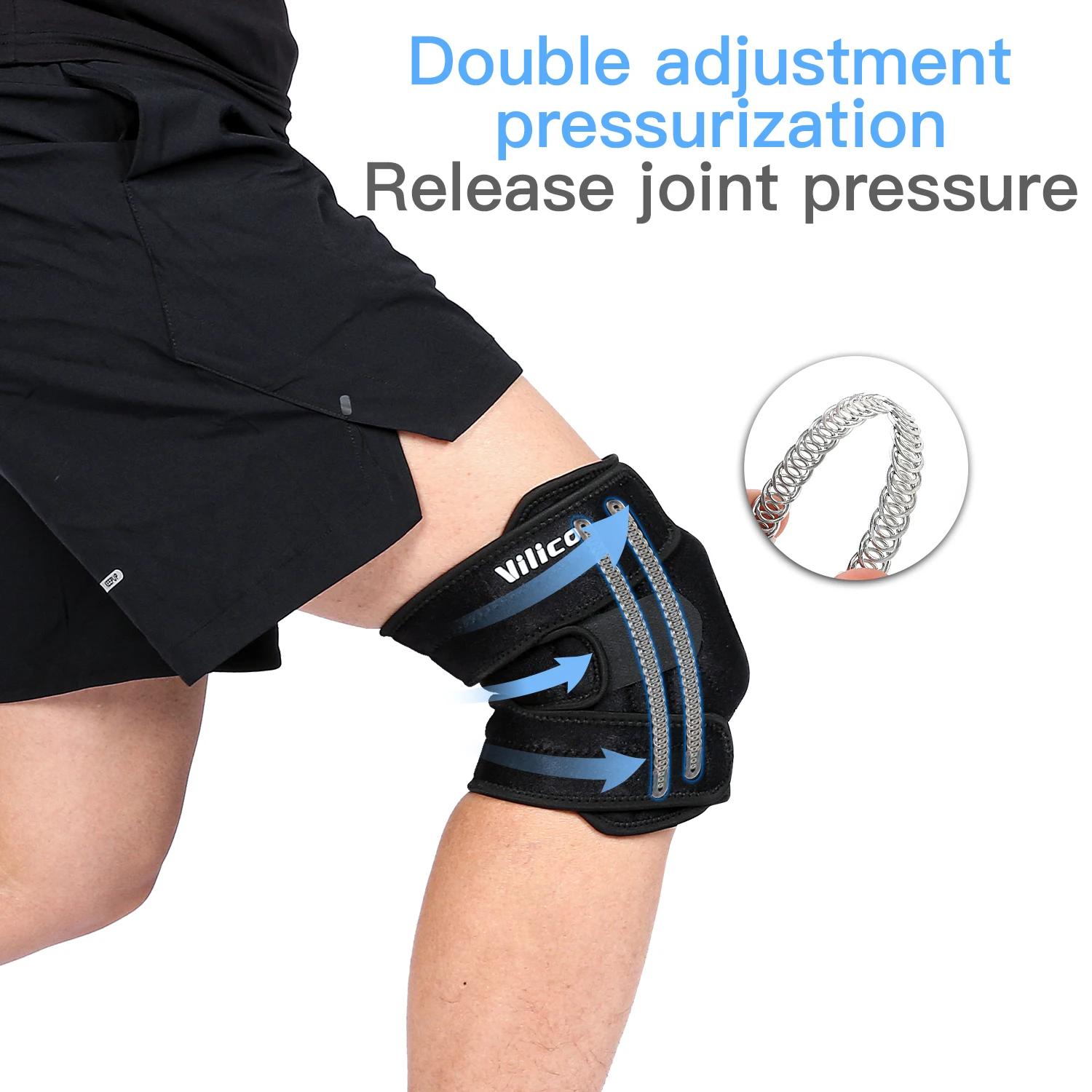 Genouillère avec stabilisateurs latéraux, genouillère réglable et respirante, adaptée à l'entraîneme