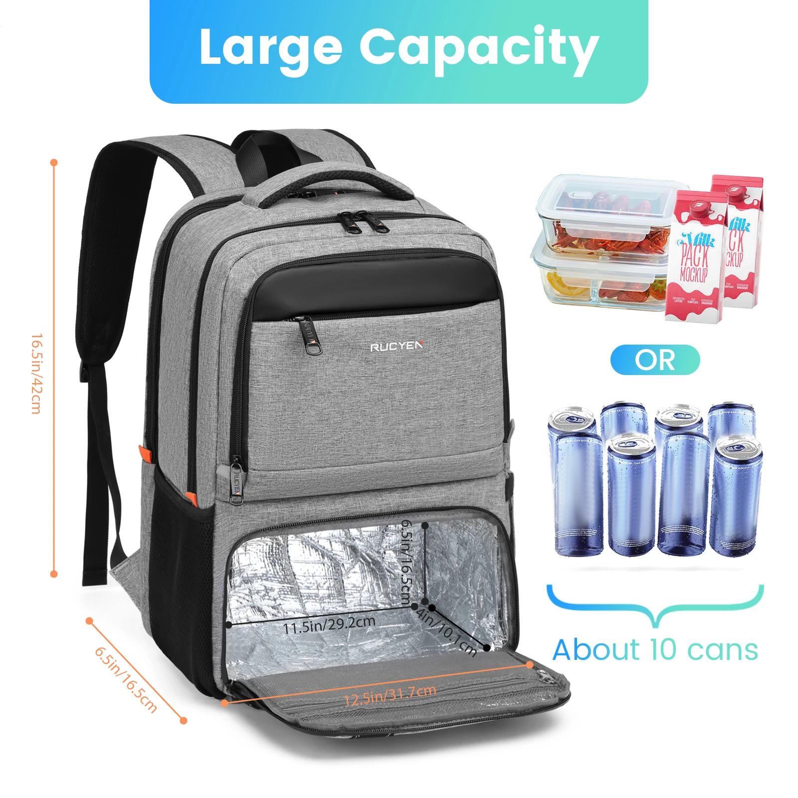 Sac à dos isotherme pour le déjeuner, sac à dos pour ordinateur portable avec blocage RFID 15,6 pouc