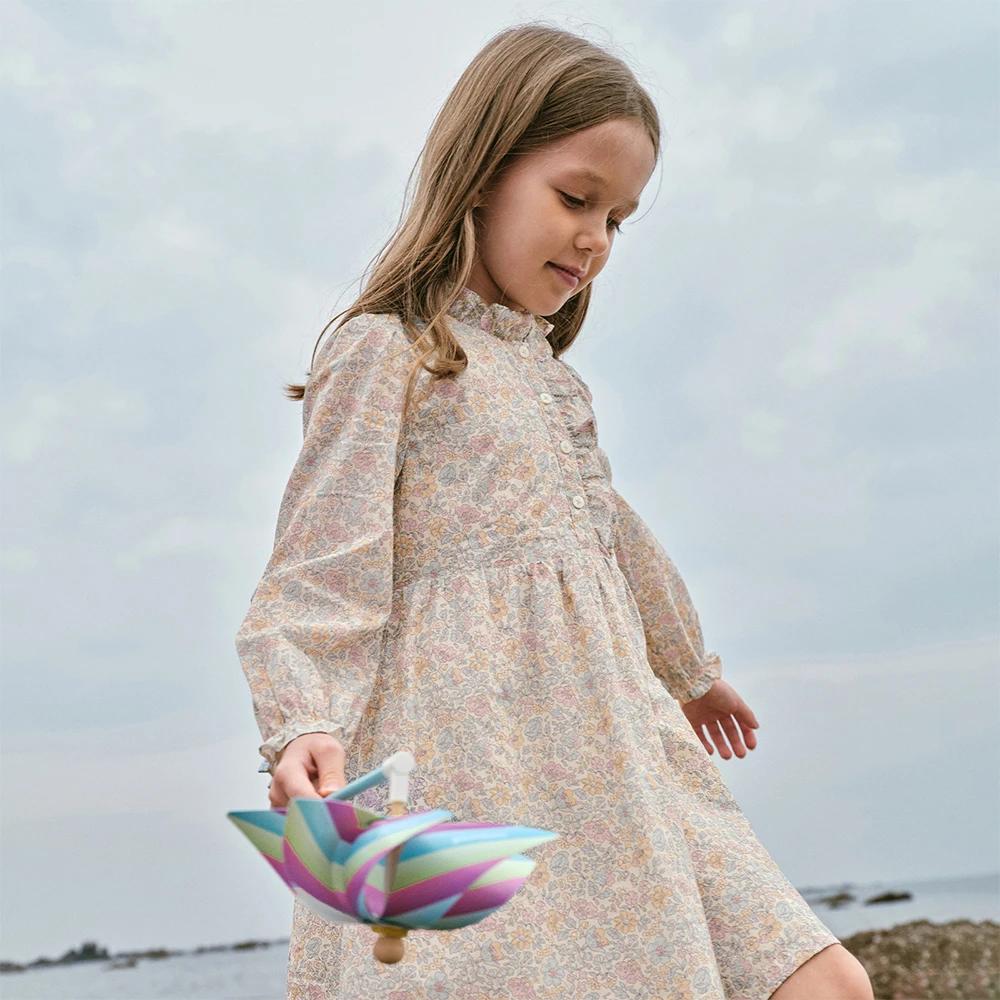 Robe de princesse à manches longues pour filles Dave Bella, 6-13 ans, robe florale de printemps pour