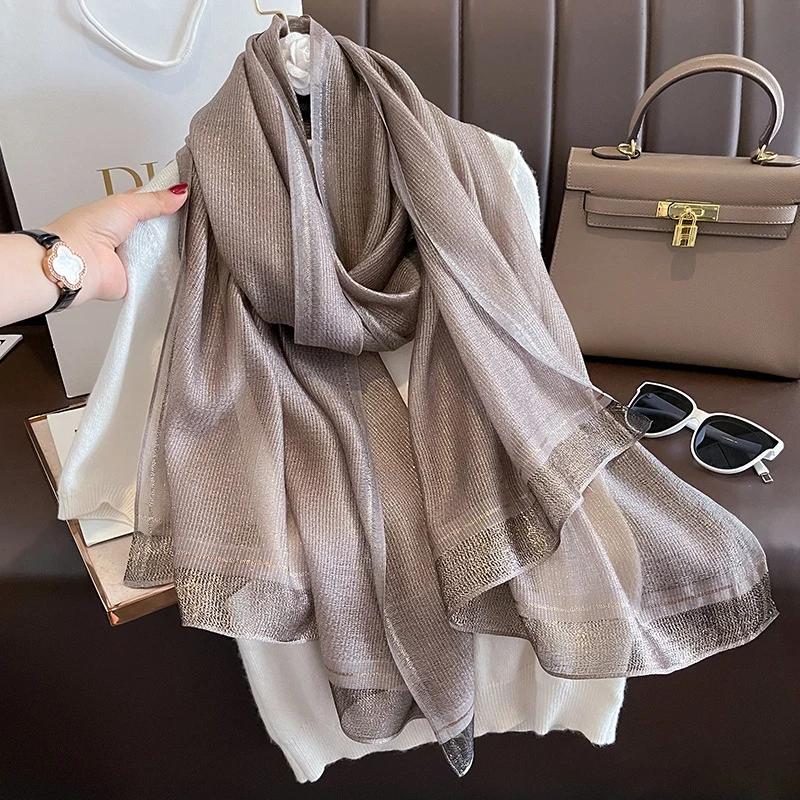 Écharpe chaude en laine de soie solide pour femme, châle enveloppant, Bufanda Floral Pashmina, luxe,