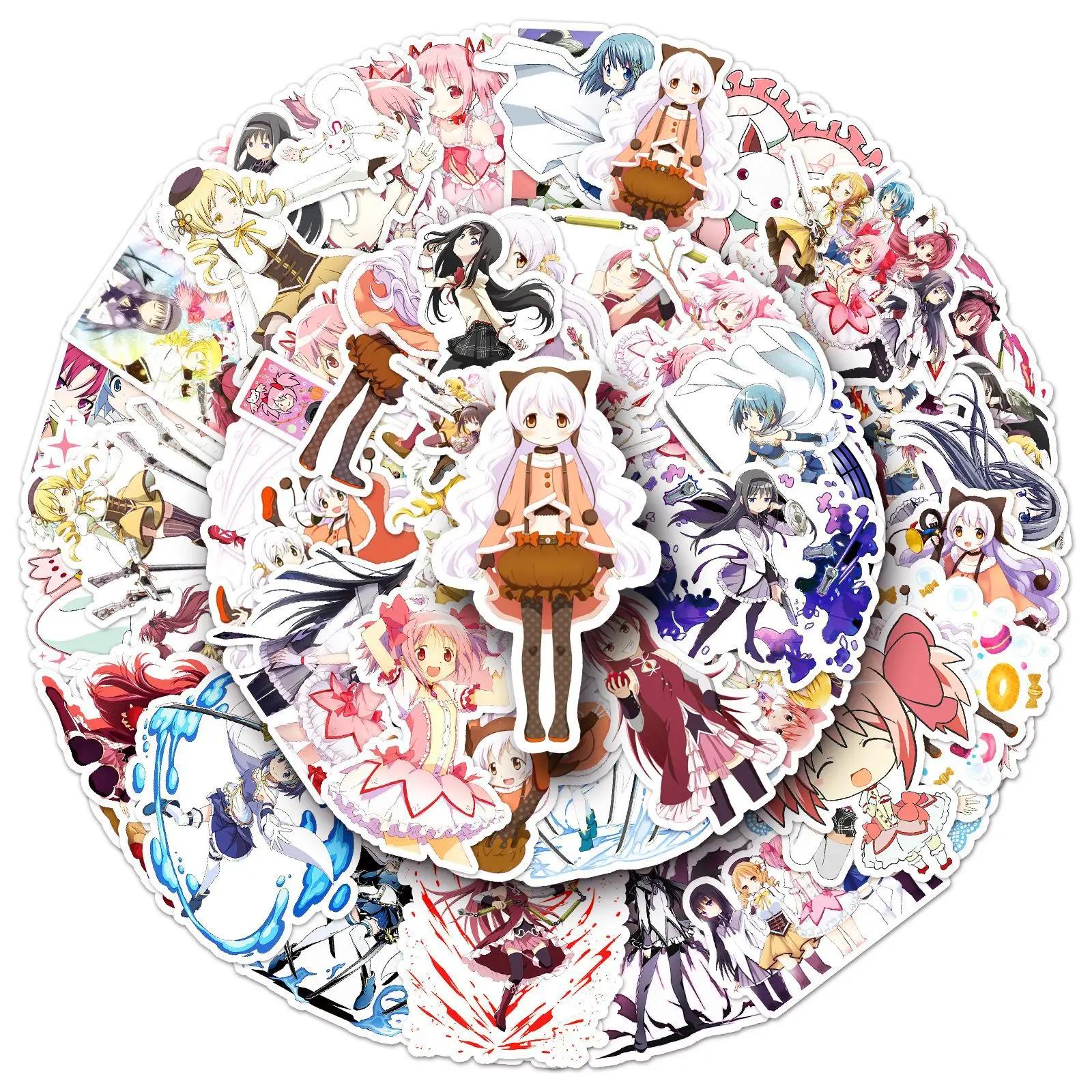 Autocollants de Dessin Animé Puella Magi Madcontempled Magica, Stickers Amusants pour Moto, Bagages,