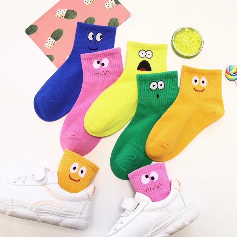 5 paires de chaussettes pour enfants, mignonnes et amusantes, motif d'émoticônes, confortables et re