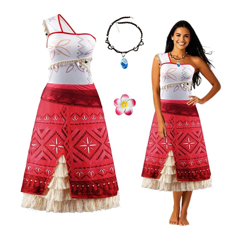 Robe d'aventure en mer pour femmes, tenue de cosplay Moana Vaiana avec collier, déguisement d'été po