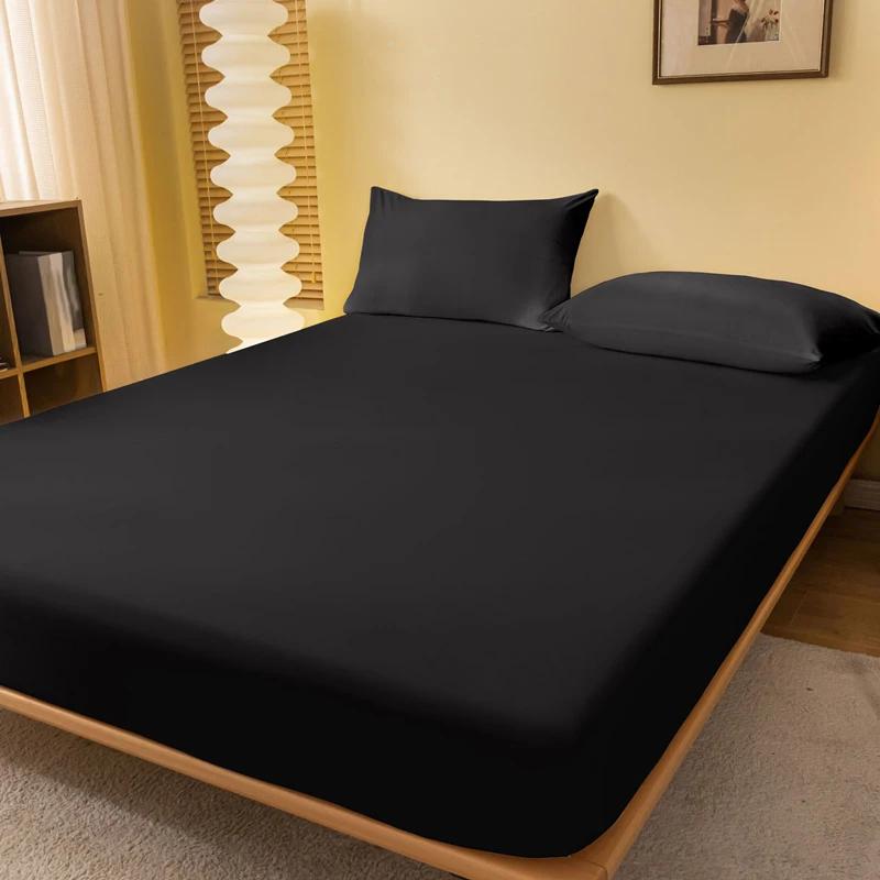 1 pièce de drap de lit mat de couleur unie, housse de lit de couleur unie pour chambre à coucher, li