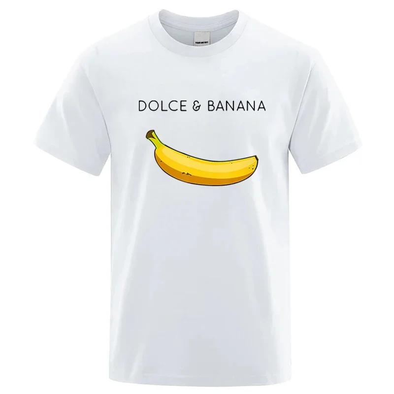 T-shirt d'été à manches courtes et col rond pour homme, 100% coton, de haute qualité, imprimé banane