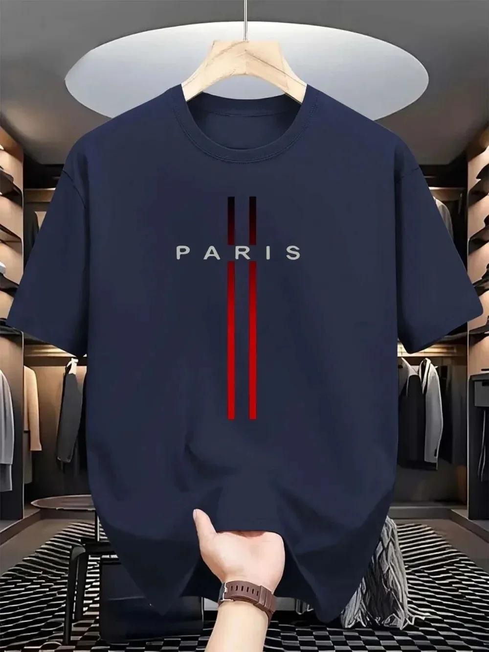 T-shirt à manches courtes pour homme, tendance et polyvalent, été, ample, Paris, imprimé lettres cré