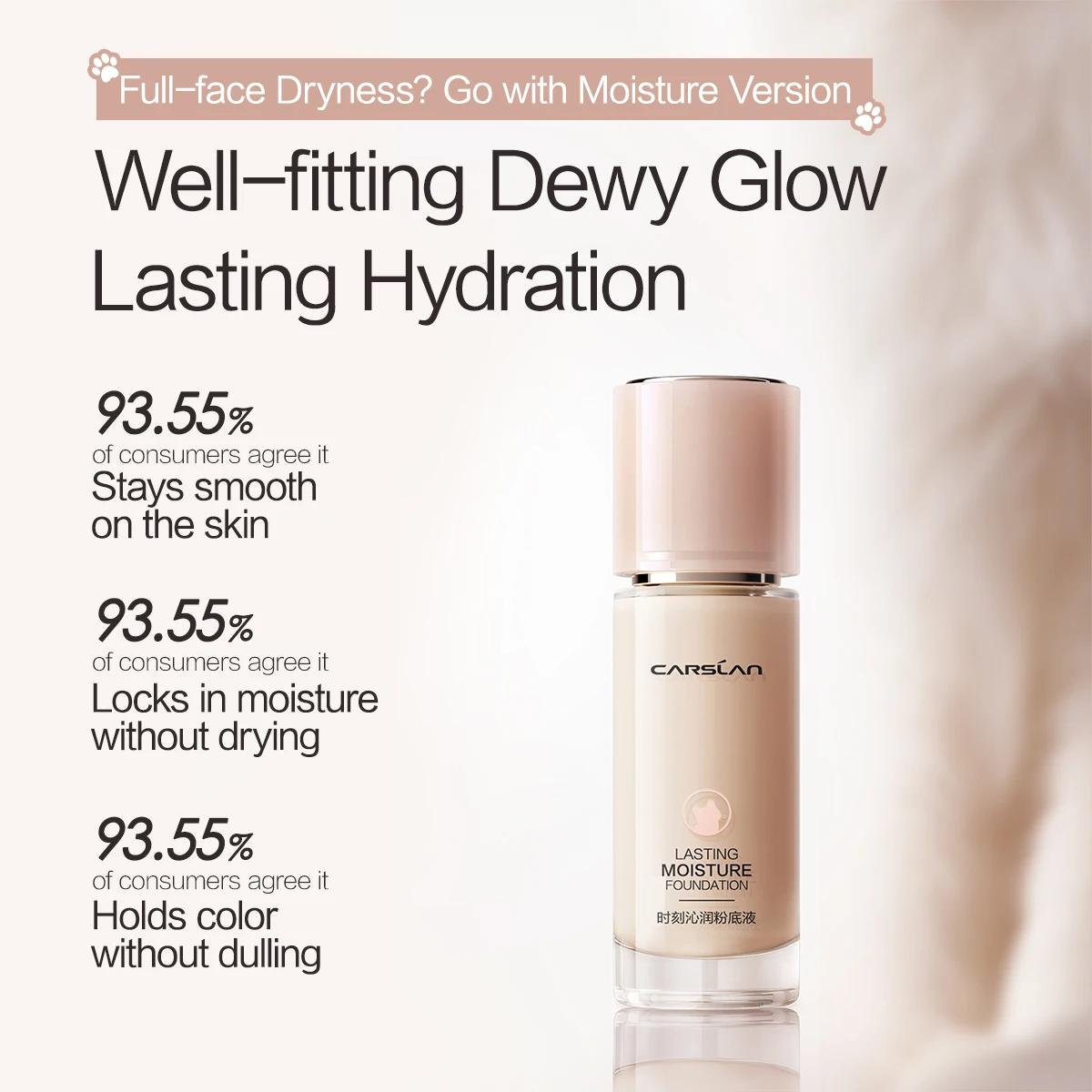 CARSLAN-Fond de teint liquide pour le visage, couverture complète, correcteur, blanchissant, contrôl
