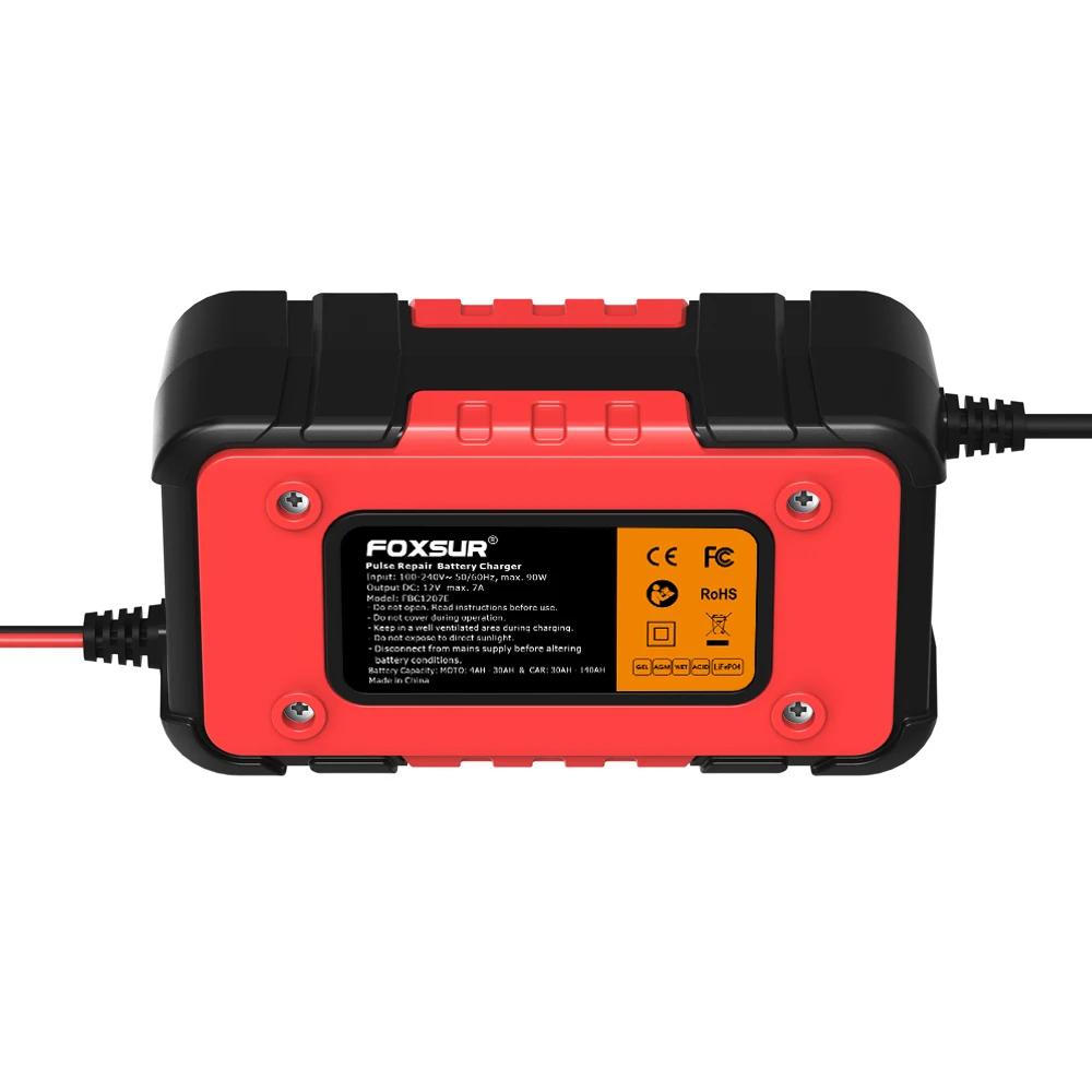 FOXSUR-Chargeur intelligent de batterie de voiture, 12V, 7A, AGM, GEL veFePO4 24.com, déLongues ateu