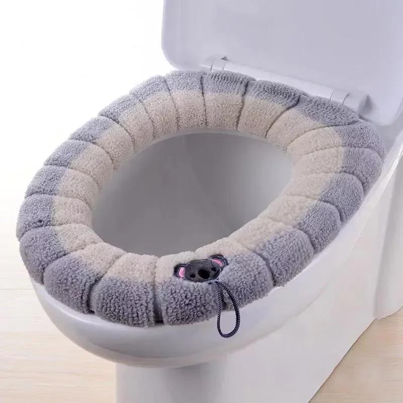 Housse de siège de toilette chaude, confortable, tricotée épaisse en forme de O, universelle, lavabl