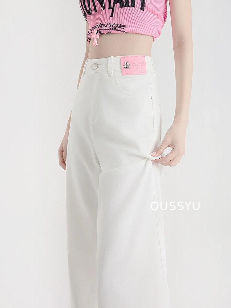 Jean Lyocell doux pour femmes, bleu, kaki, blanc, taille haute, droit, jambes larges, pantalon en De