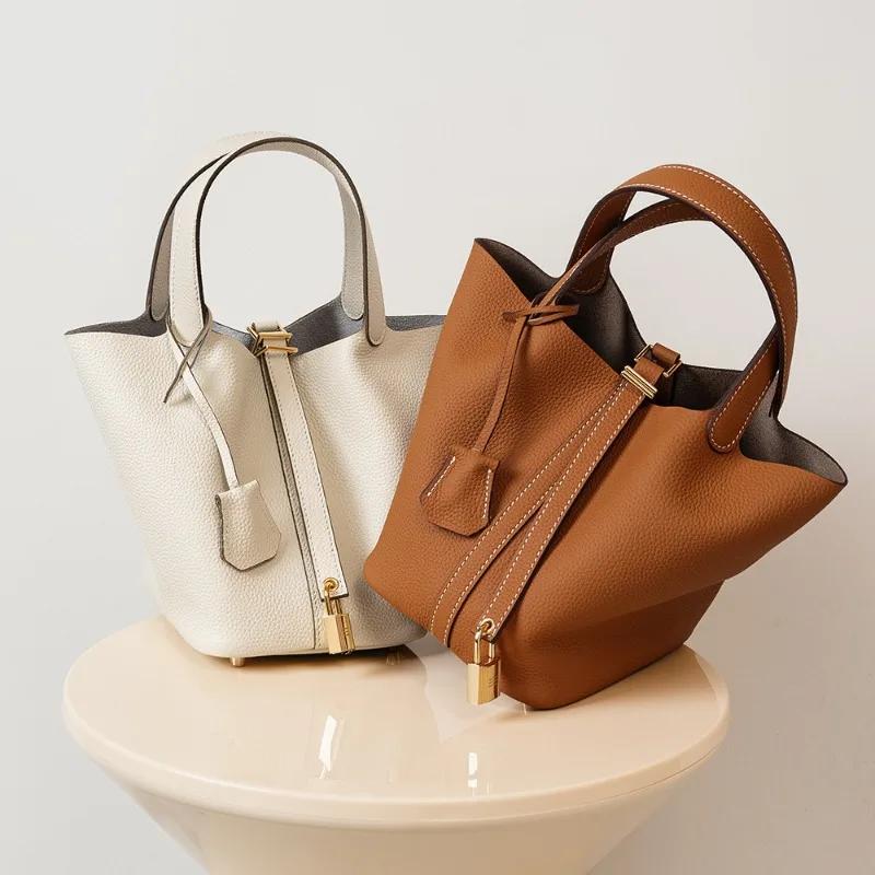 Sac seau, sac pour femme en cuir véritable, sac panier de marché, sac de maman, sac de mariée, sac à