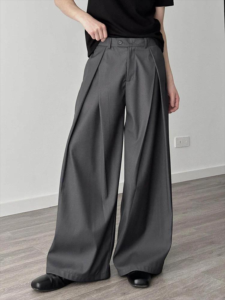 Pantalon décontracté streetwear à jambe large pour homme, style Harajuku, coupe évasée, noir, de hau