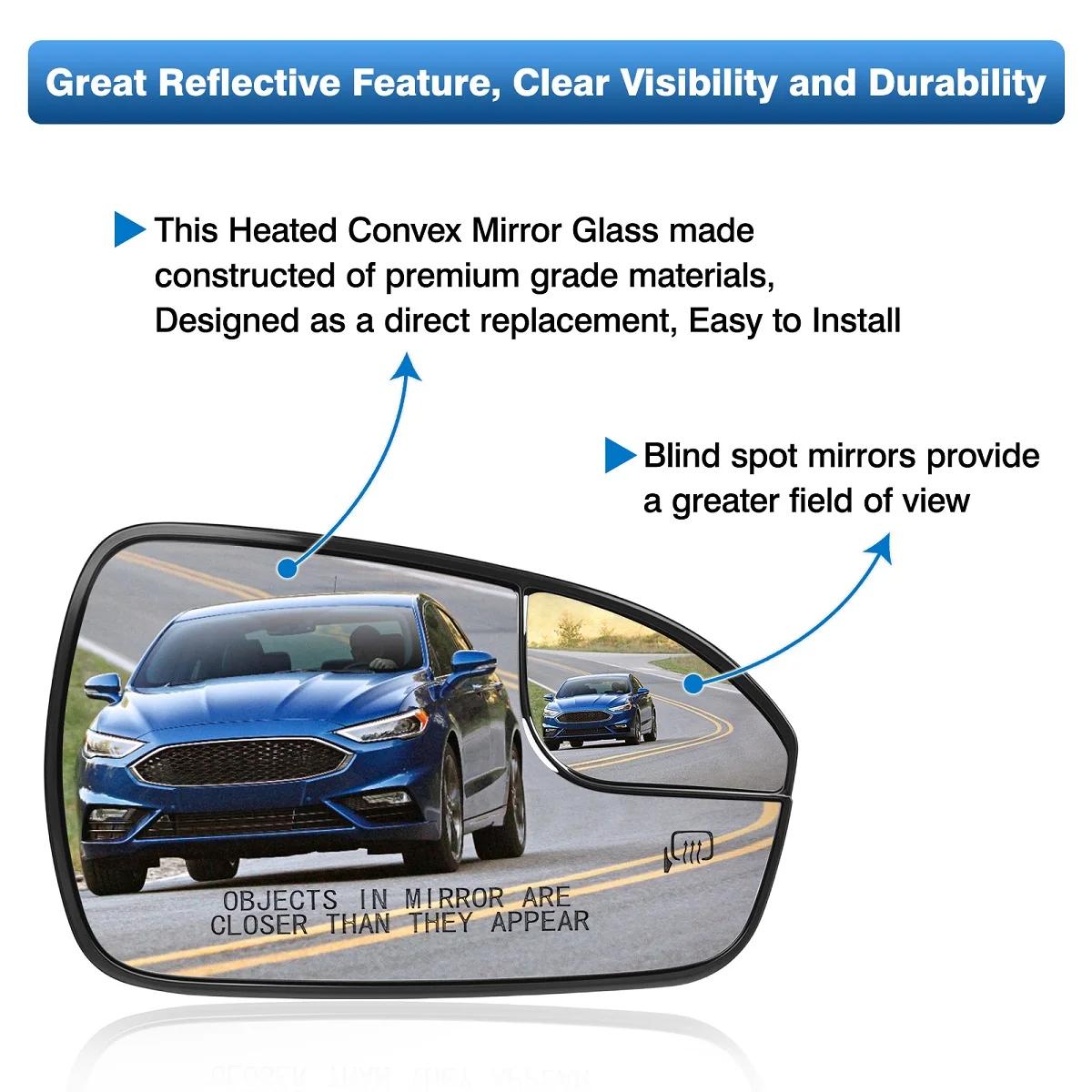 1 pièce de rechange pour rétroviseur chauffant latéral de voiture Ford Fusion 2013-2020, lentille de
