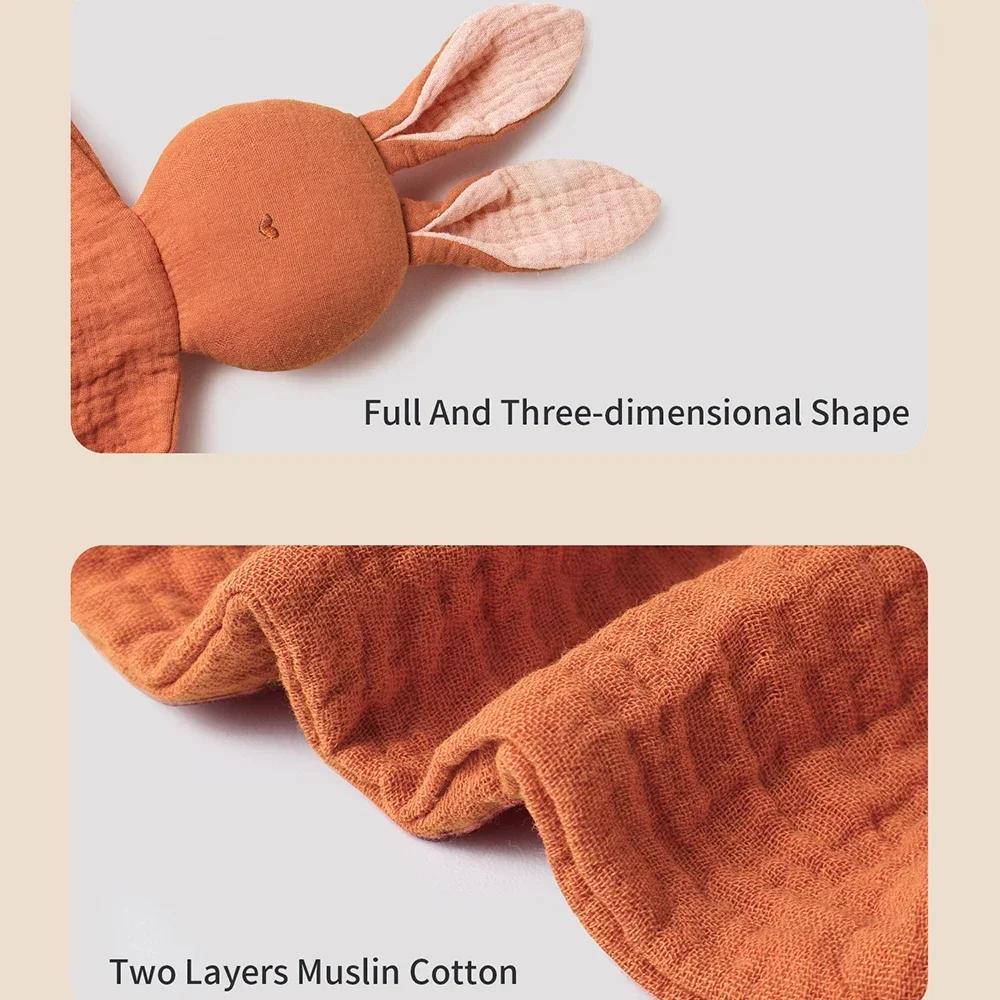 Serviette apaisante pour bébé, 100% mousseline de coton, mouchoir de dessin animé pour bébé, lapin m