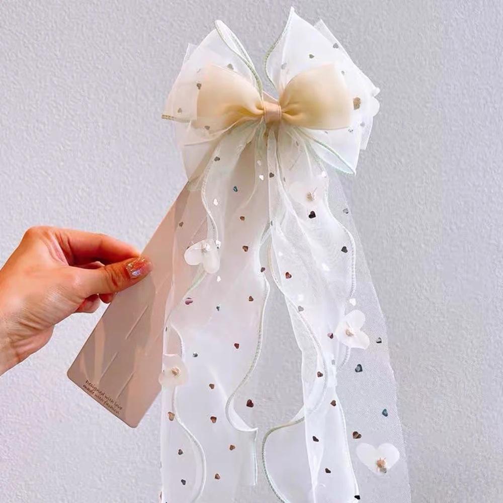 Accessoire pour cheveux avec nœud en maille, pince à cheveux princesse douce pour enfants, pince sup