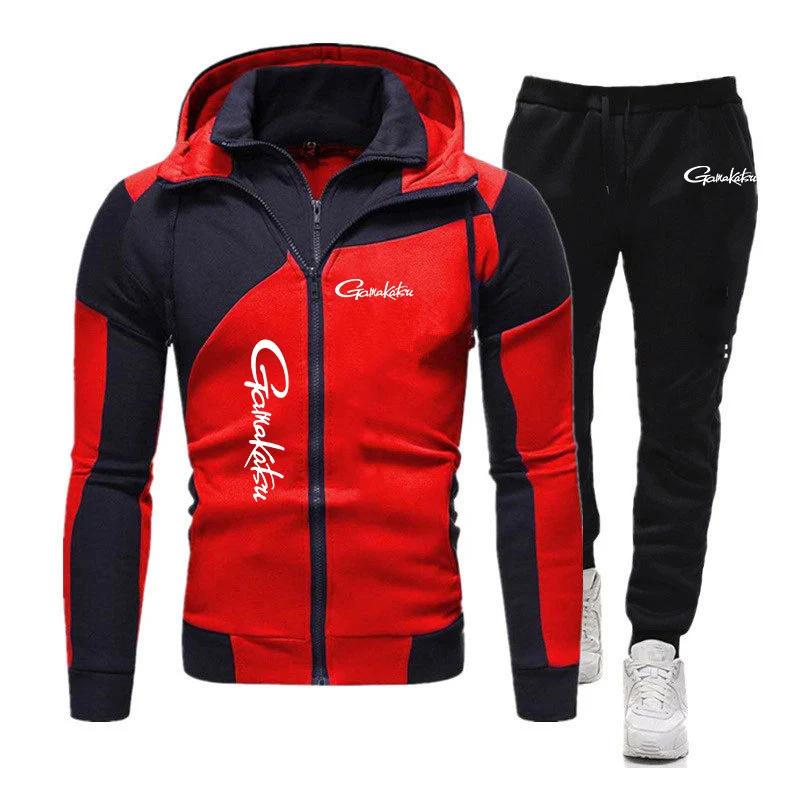 Ensemble de sport confortable en coton imprimé Gamakatsu pour hommes, sweat à capuche tendance avec 