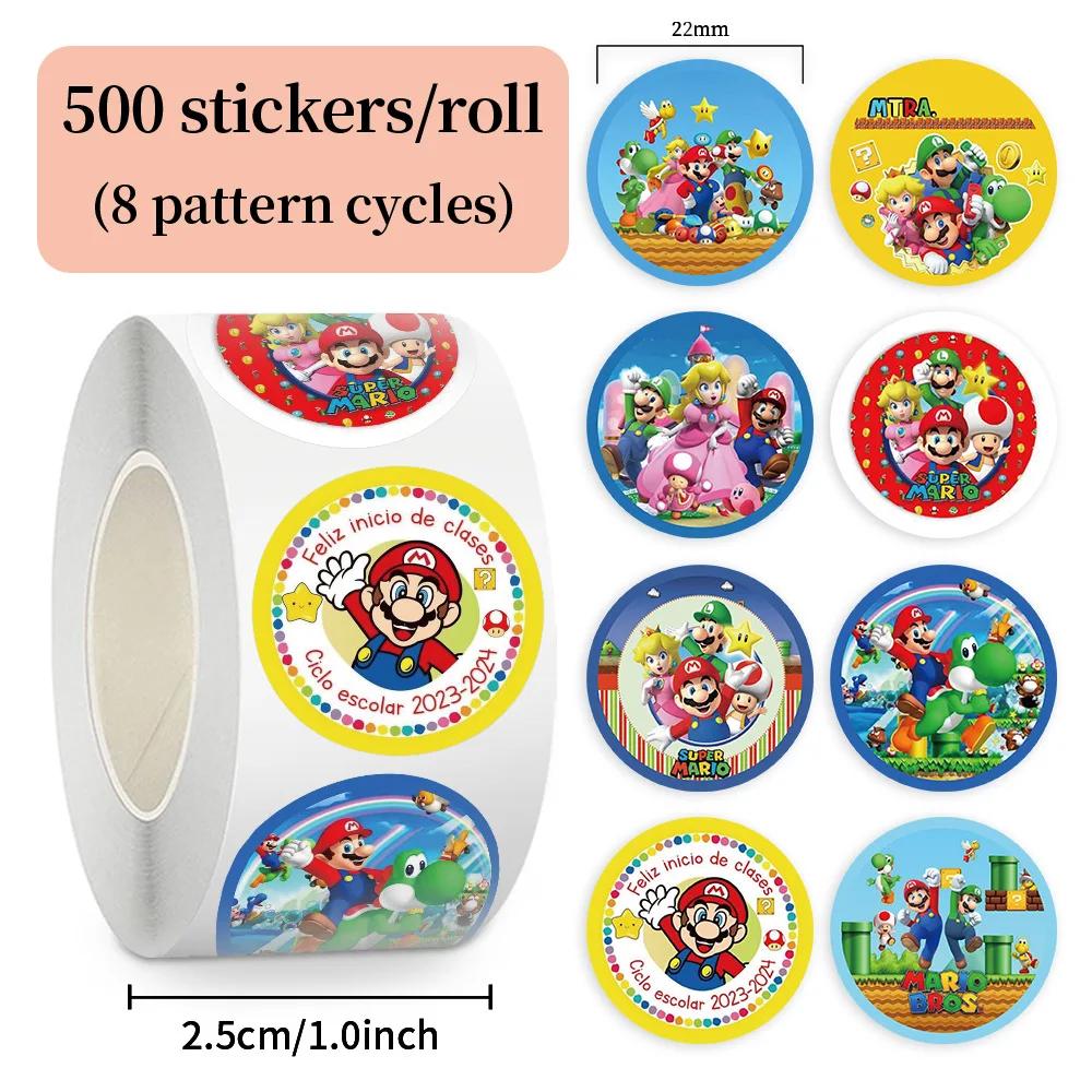 500 pièces Super Mario Bros rouleau autocollants Anime dessin animé bricolage étiquette bagages Graf