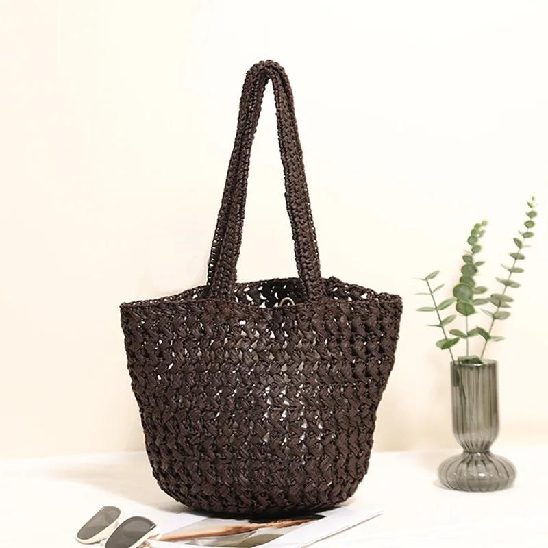 Sac à main pour femme 2026, nouveau sac seau de voyage tissé à la main, grande capacité, sac à bando