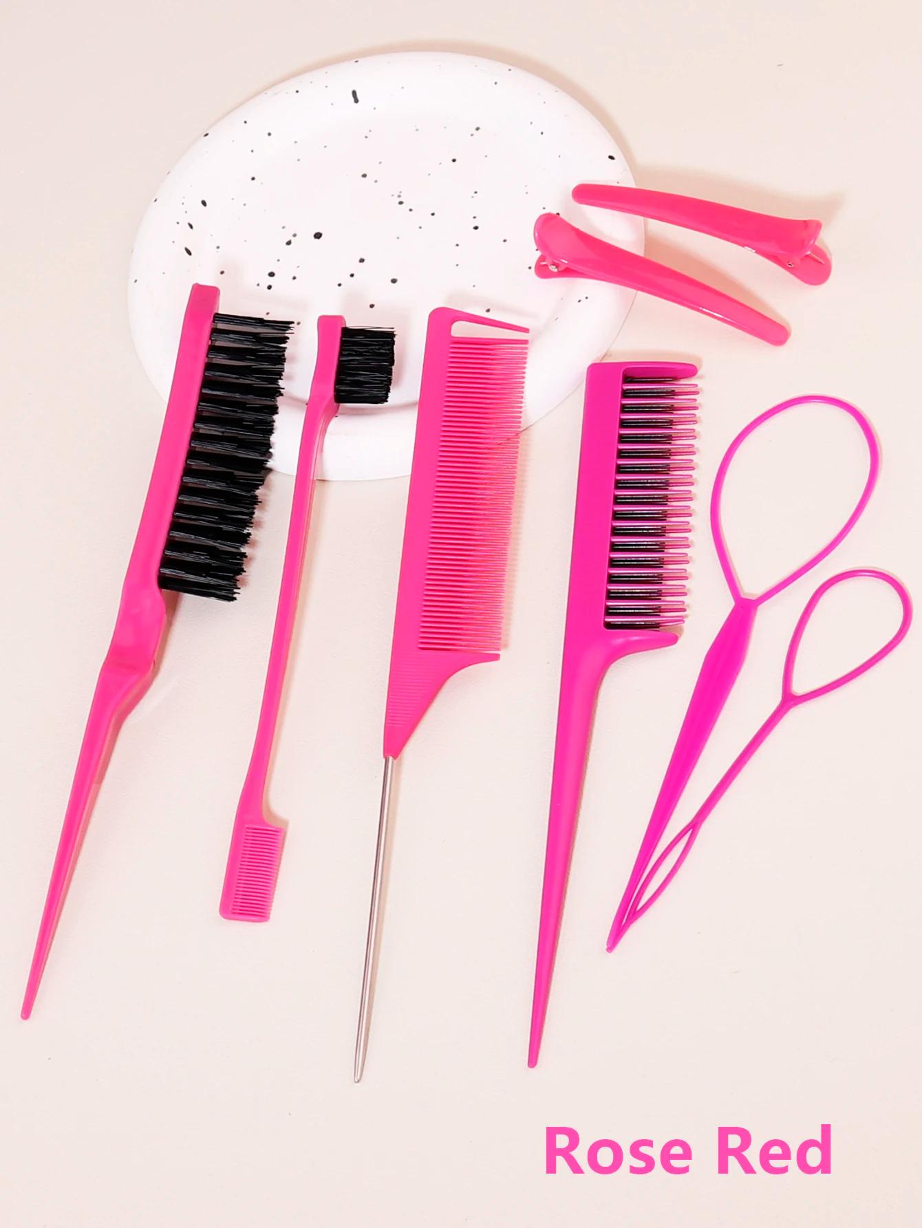 Ensemble de peignes de coiffure 8 pièces avec peigne à triple déchirure, peigne à queue de souris, b