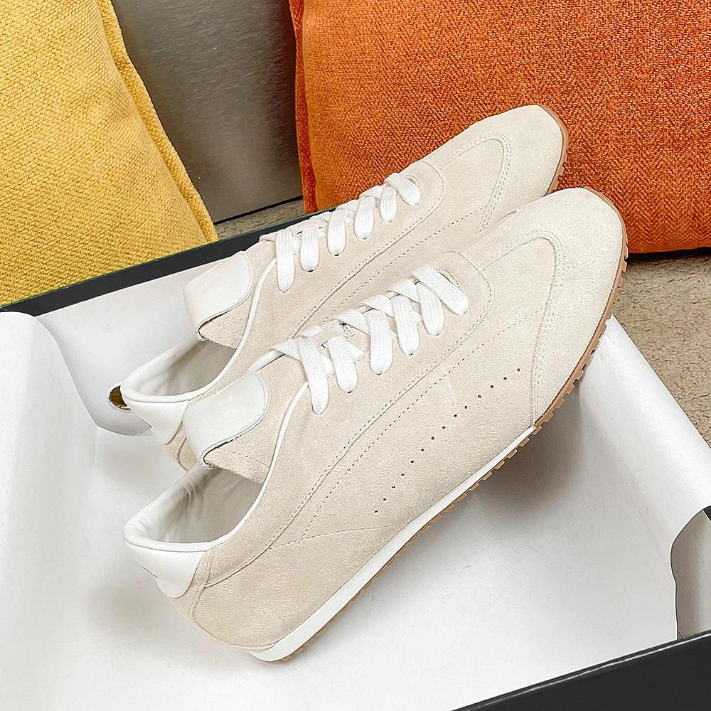 Sneakers unisexes de créateurs pour hommes et femmes, en cuir véritable et daim, chaussures décontra