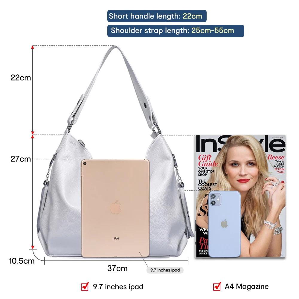 Sac à main Zency Fashion en cuir véritable pour femme, rose taro, kaki, rouge, sac hobo, sac bandoul