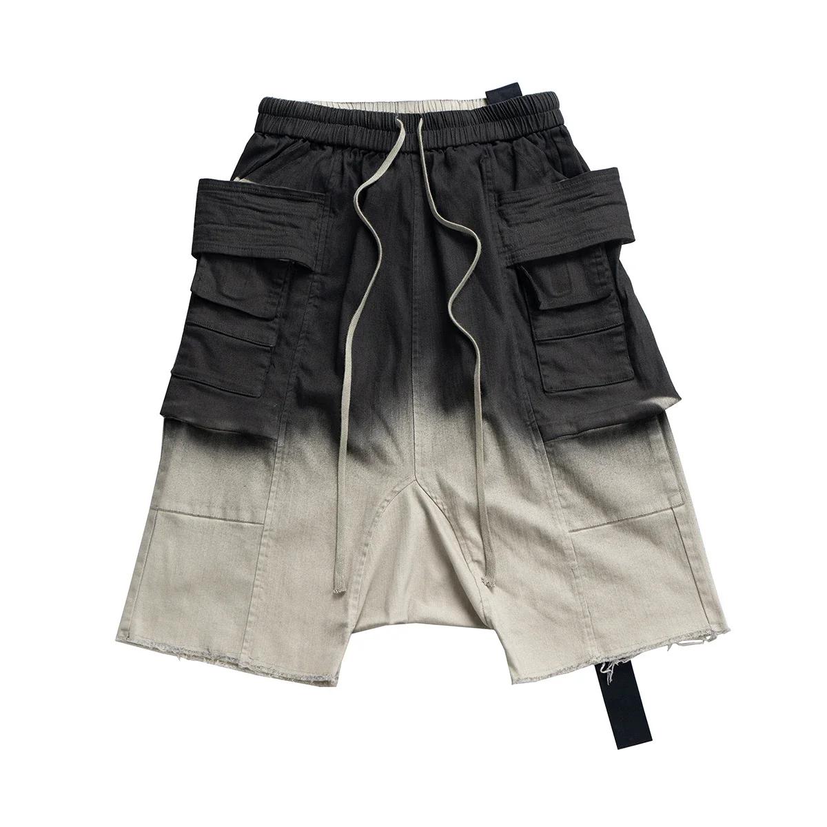 Ro Ribbons-Pantalon sarouel nickel é pour homme, double boucle, entrejambe frontal, poches, short de