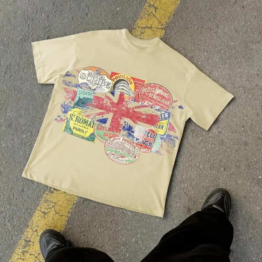 T-shirt col rond à manches courtes en coton décontracté vintage Y2K avec un graphique amusant pour h