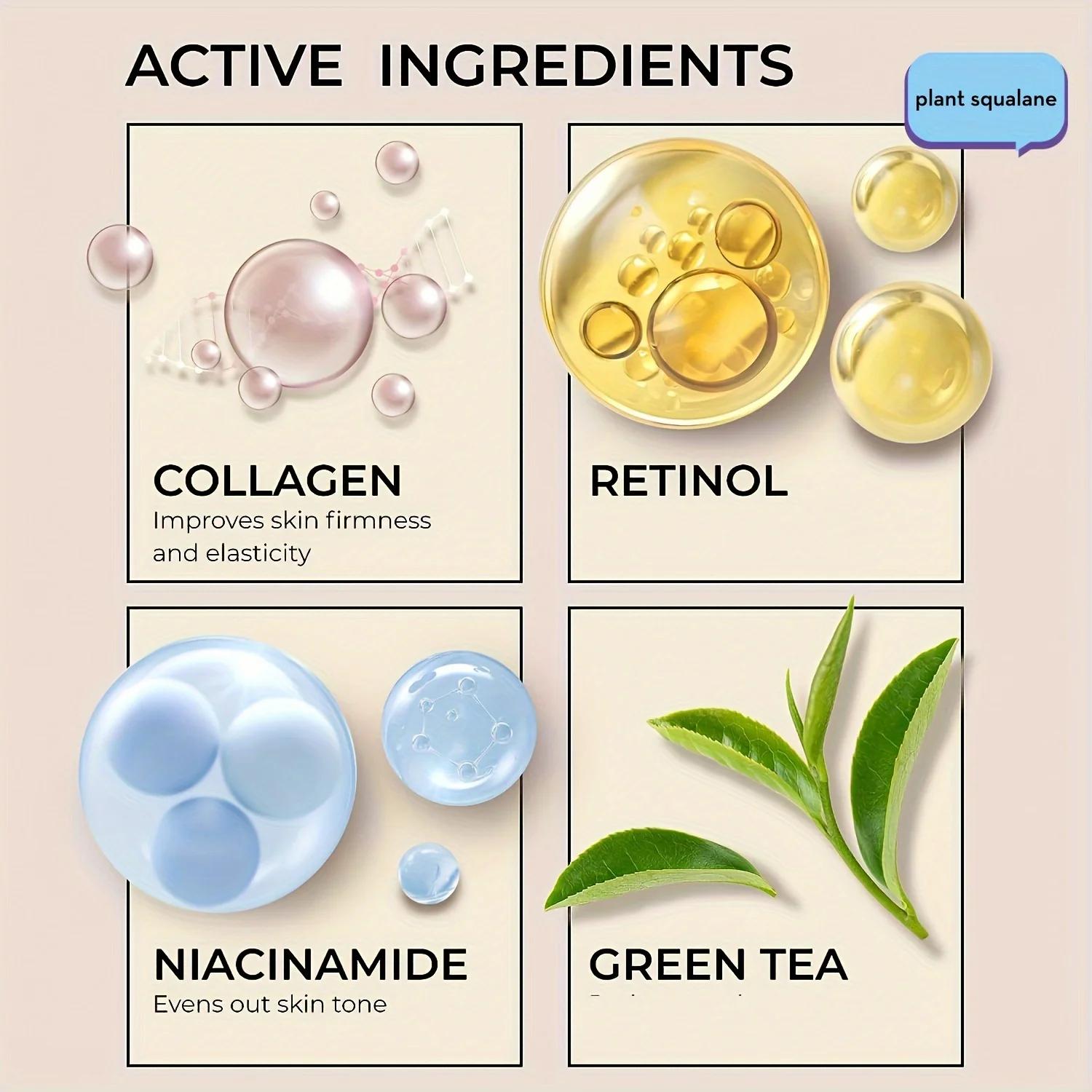 Niacinamide-Crème pour le visage au collagène avec pompe sans air, acide hyaluronique, cellules souc