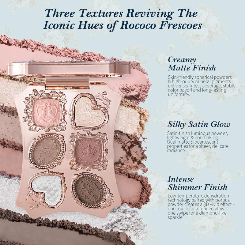 Palette de fards à paupières Flower Knows Makeup Bunny Garden, 6 couleurs, longue tenue, nudes natur