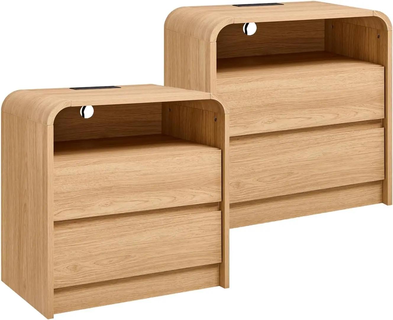 Ensemble de table de chevet moderne de 25 po de haut, 2, table de chevet en bois de 23,6 po de large