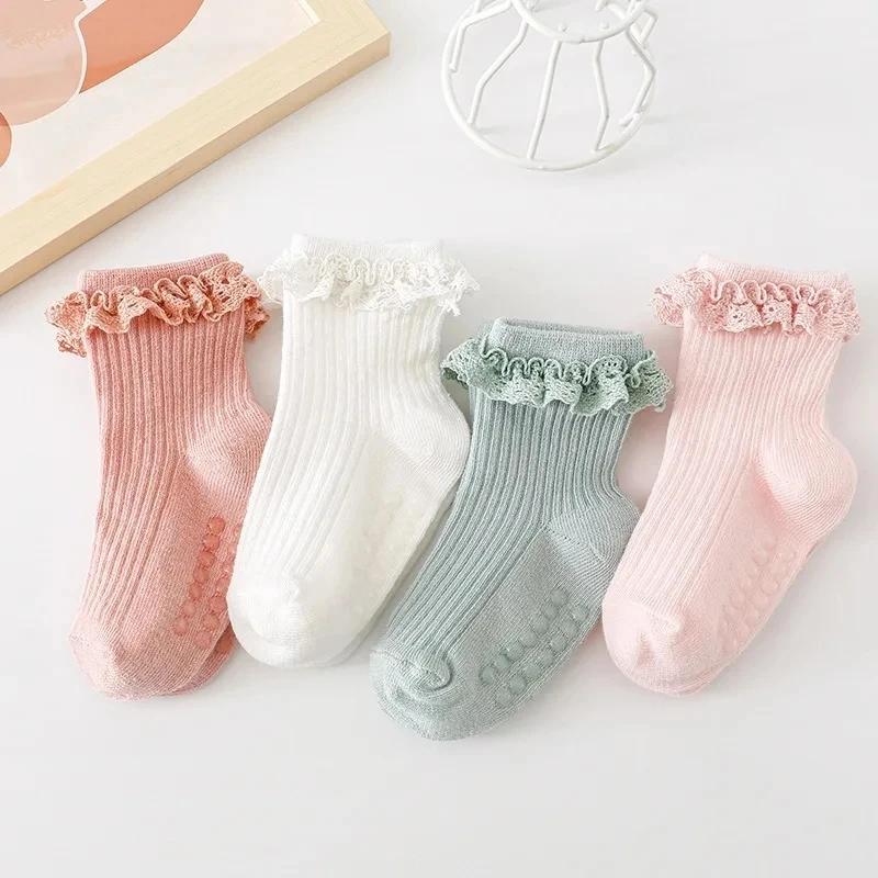 1/3/4/5 paires coton couleur Pure enfant en bas âge fille dentelle chaussettes infantile bébé filles