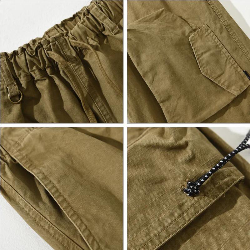 Pantalon Cargo ample 100% coton pour hommes, décontracté, grandes poches, Vintage, jogging, Streetwe