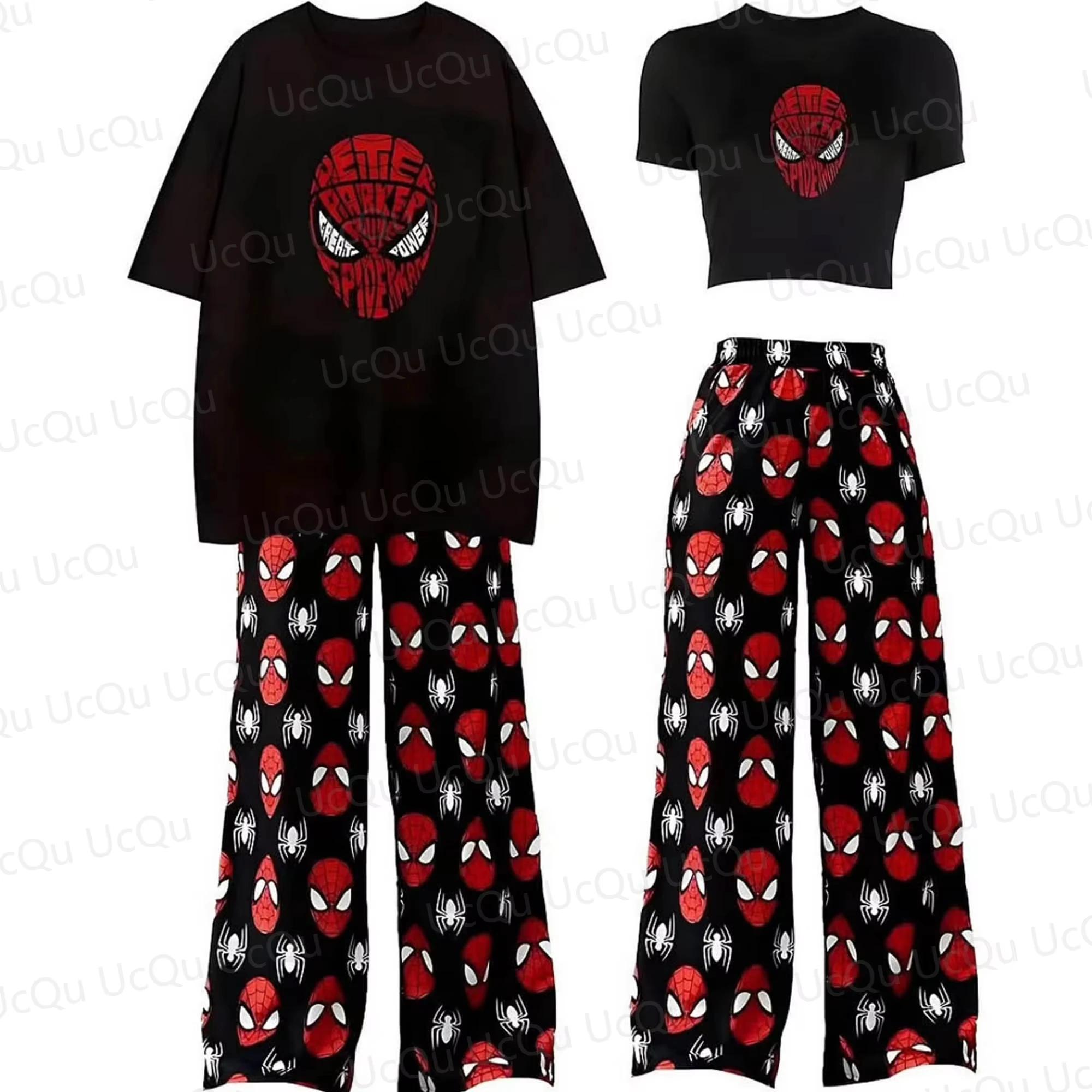 T-Shirt court avec pantalon de pyjama, costume surdimensionné pour adultes/enfants, tenue de Couple,