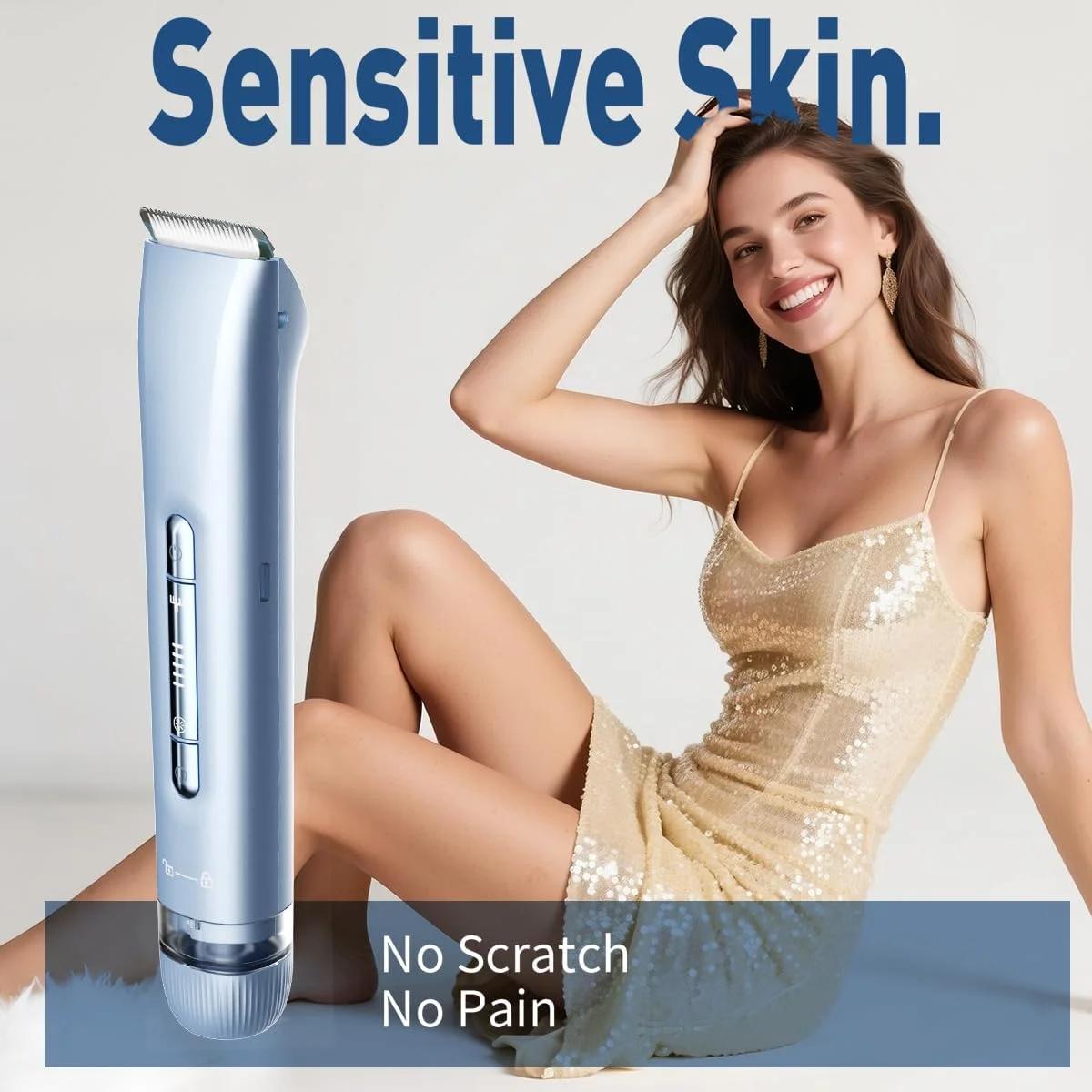 Rasoirs électriques pour femmes 2 en 1, tondeuse bikini rechargeable, épilateur corporel indolore po