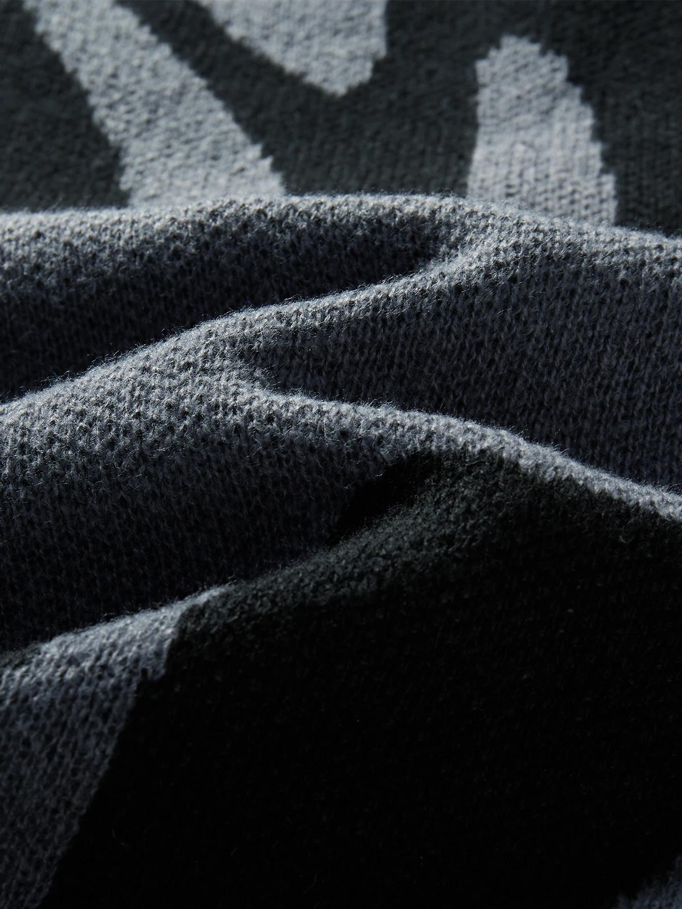 Pull à motif Jacquard irrégulier pour homme, pull décontracté, col rond, tricot bloc de couleurs, no