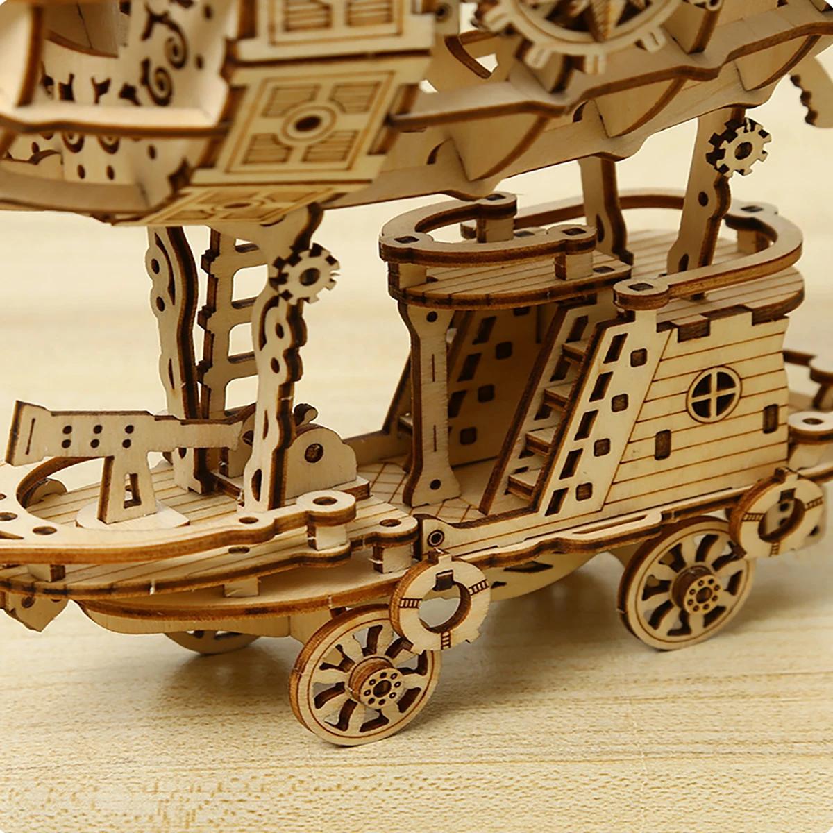 Modèle d'échelle de Puzzle en bois de voiture 3D dirigeable, Kit de modèle de bricolage, cadeau arti