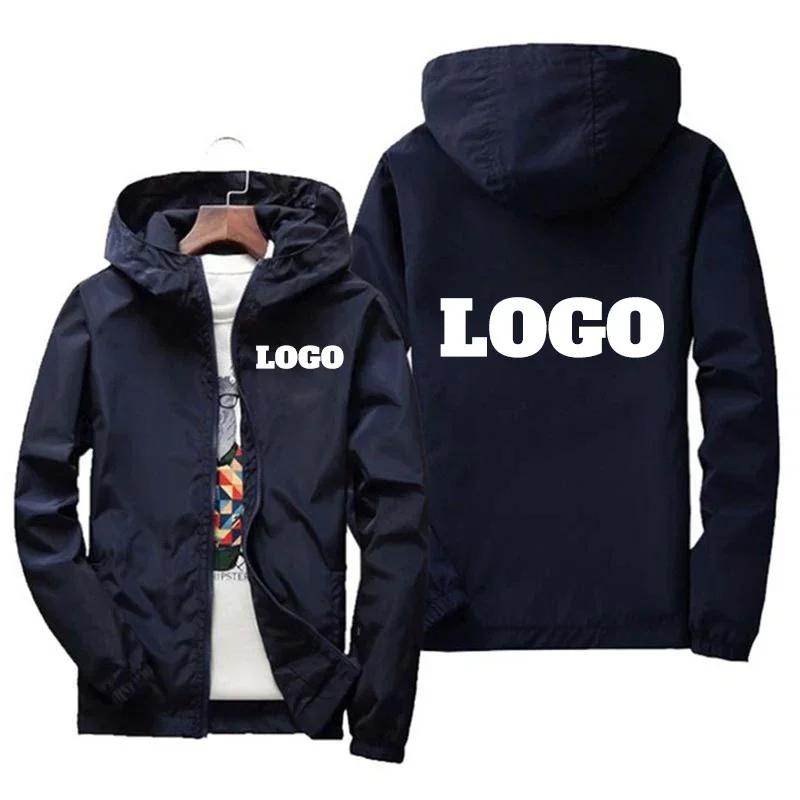 Veste imperméable avec logo de marque personnalisé pour hommes, coupe-vent chaud, vêtements décontra