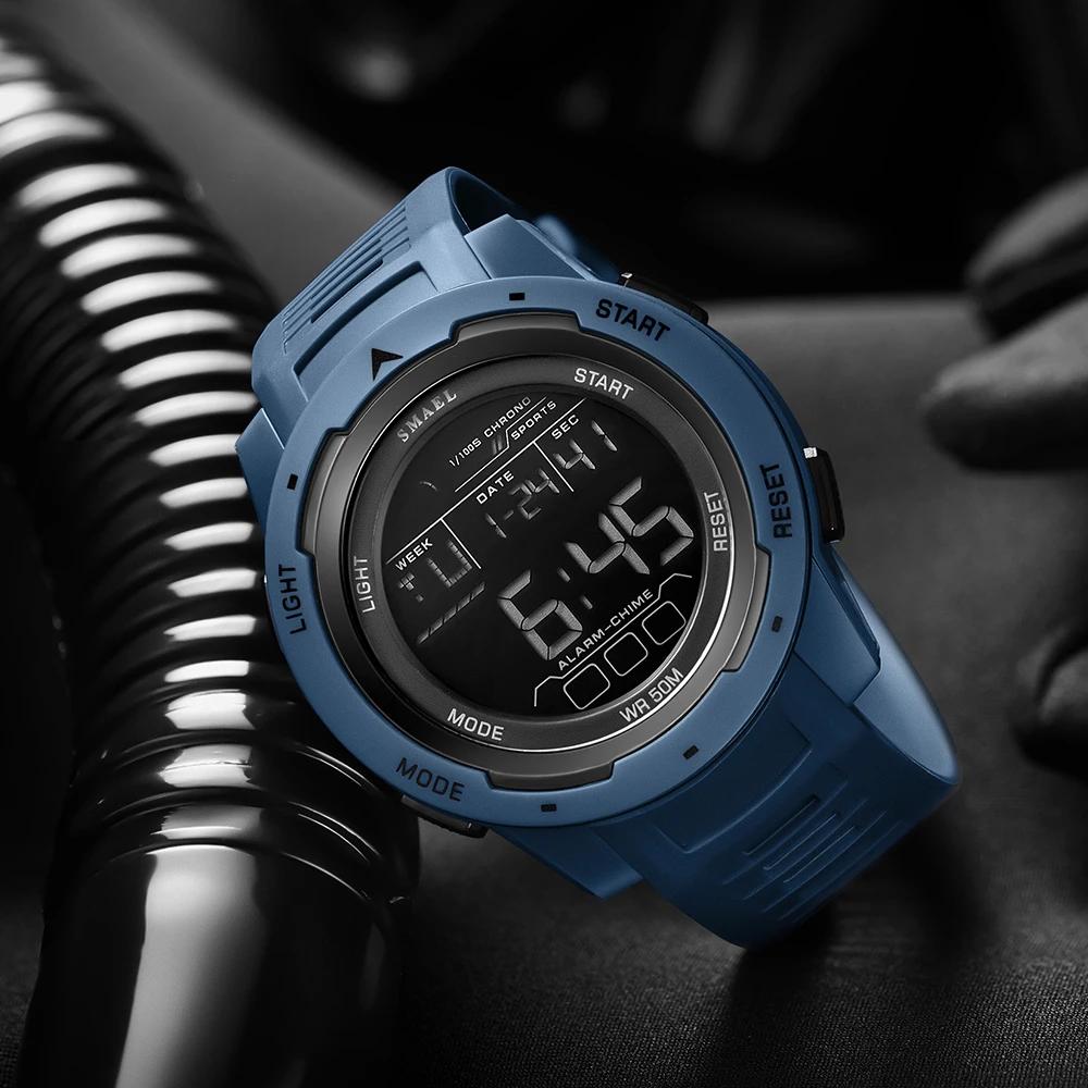 SMAEL-Montre-bracelet numérique étanche à LED pour homme, chronomètre lumineux, montres de sport, 50
