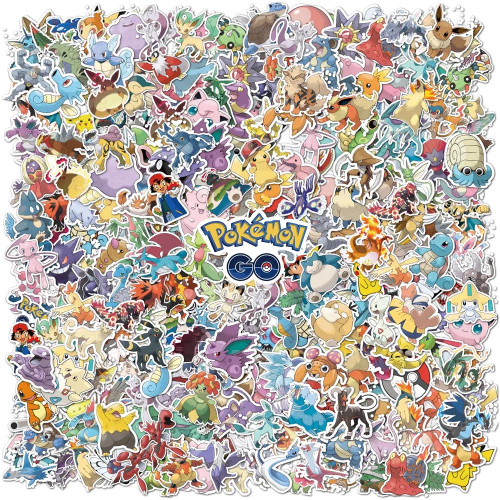 Autocollants Pokemon Pikachu Kawaii, 100/200 pièces, pour ordinateur portable, téléphone, valise, Sk