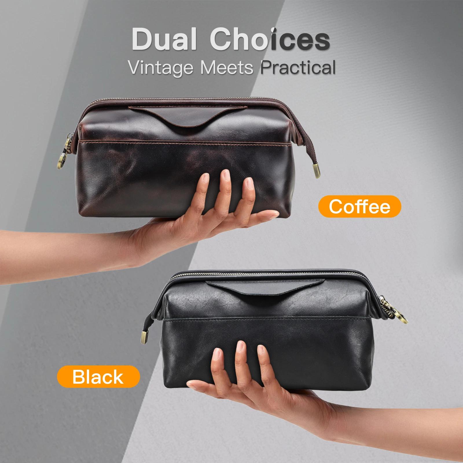 CONTACT'S sacs de rangement de câbles en cuir véritable pour hommes pochette de câble de voyage poch